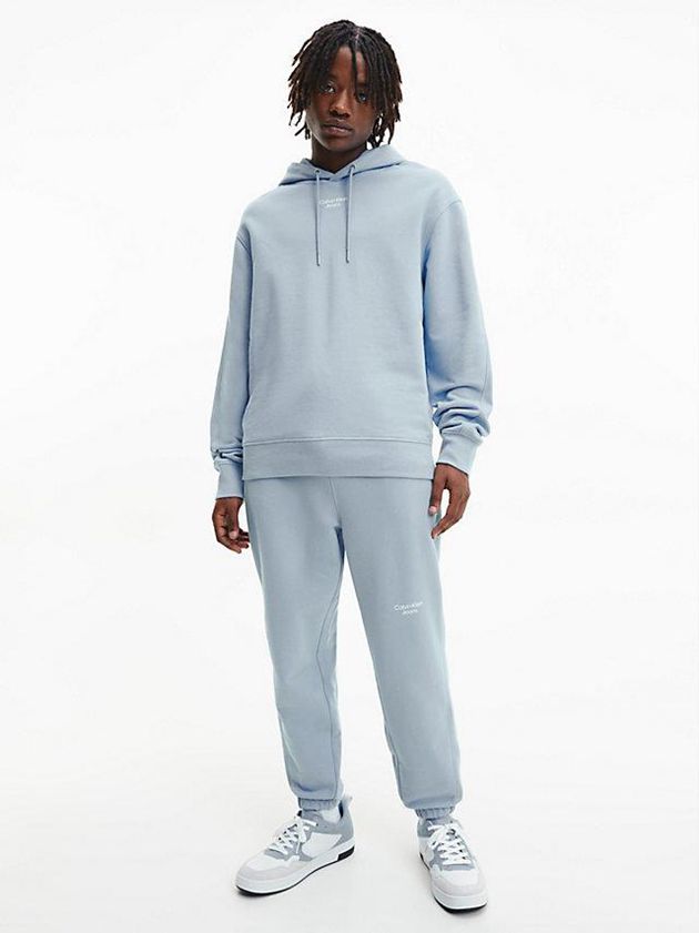 Blue Calvin Klein Relaxed Men Hoodie | MFGB-10824
