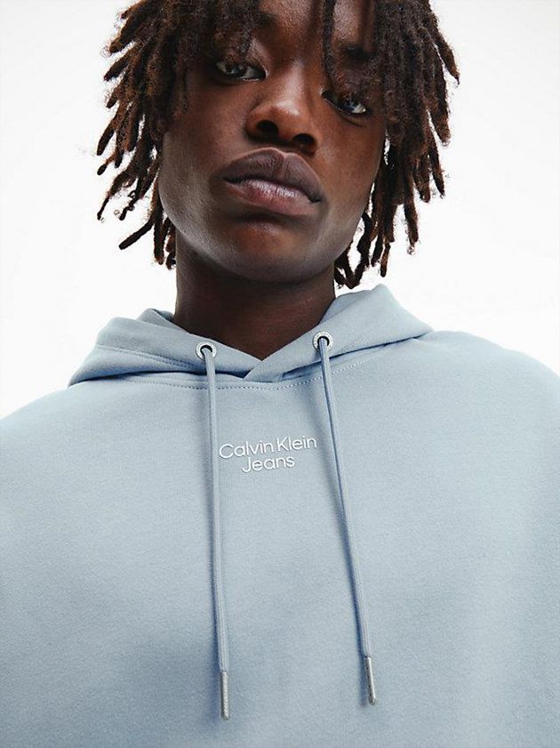 Blue Calvin Klein Relaxed Men Hoodie | MFGB-10824