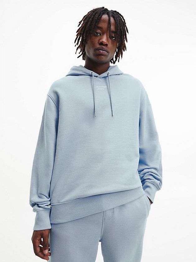 Blue Calvin Klein Relaxed Men Hoodie | MFGB-10824