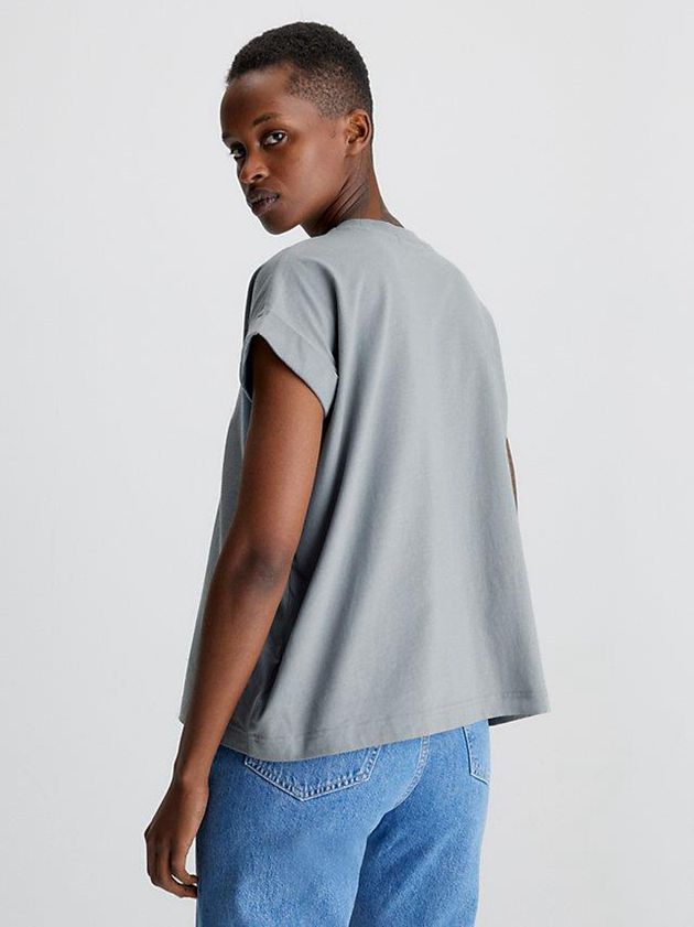 Blue Calvin Klein Relaxed Monogram Women T-Shirt | NIAW-39158