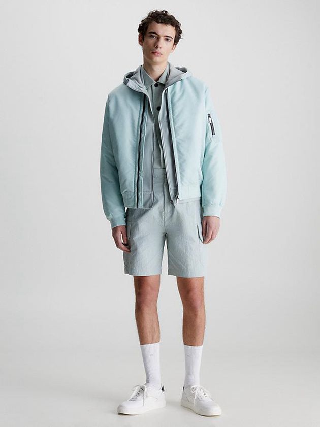 Blue Calvin Klein Relaxed Nylon Cargo Men Shorts | LQTC-73059