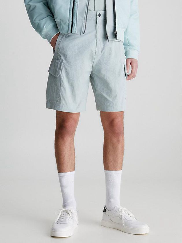 Blue Calvin Klein Relaxed Nylon Cargo Men Shorts | LQTC-73059