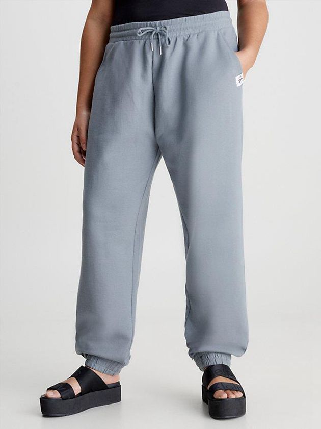 Blue Calvin Klein Relaxed Ribbed Ottoman Women Joggers | PYZJ-76481