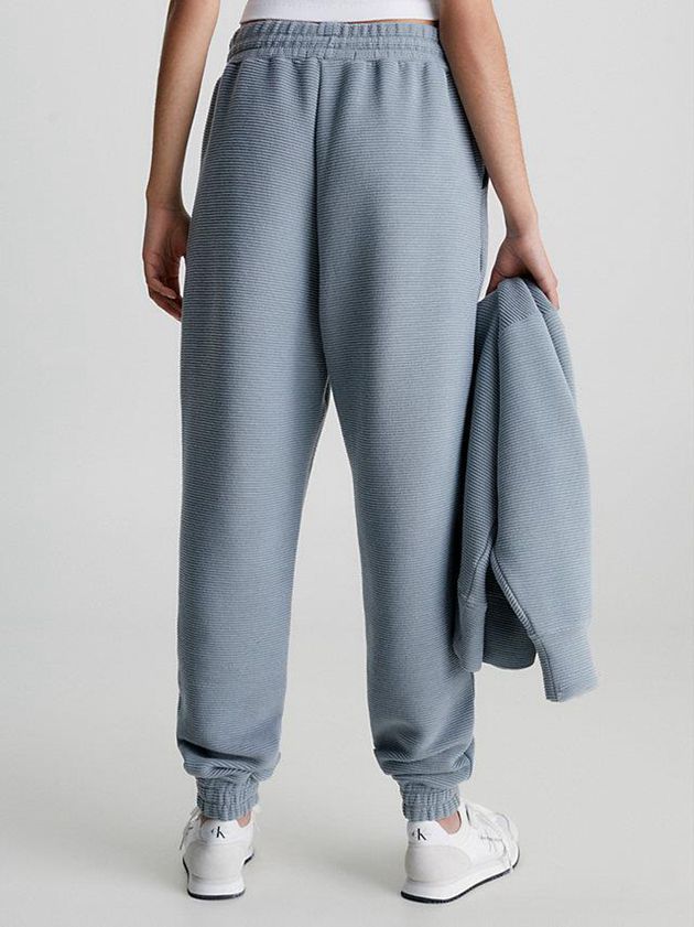Blue Calvin Klein Relaxed Ribbed Ottoman Women Joggers | PYZJ-76481