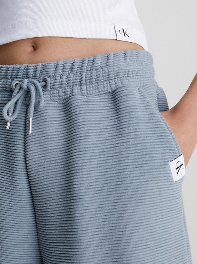 Blue Calvin Klein Relaxed Ribbed Ottoman Women Joggers | PYZJ-76481