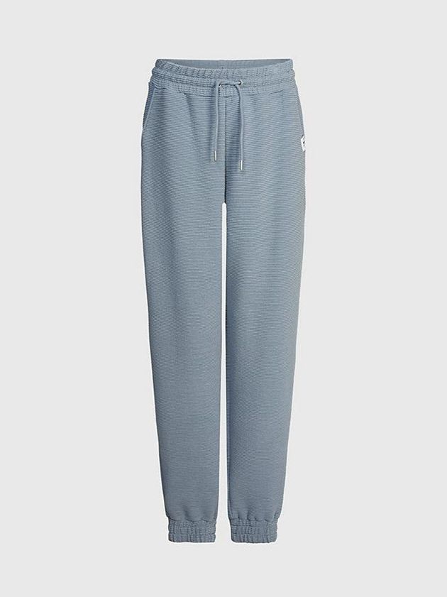 Blue Calvin Klein Relaxed Ribbed Ottoman Women Joggers | PYZJ-76481