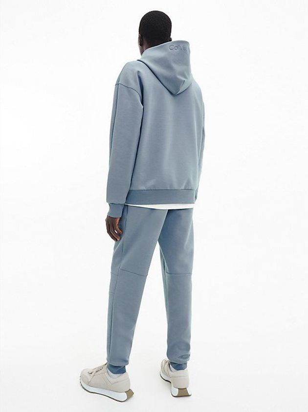 Blue Calvin Klein Relaxed Zip Neck Men Hoodie | BOGK-57021