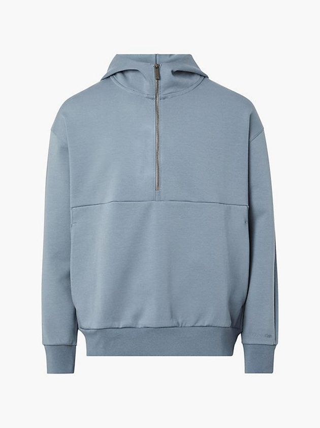 Blue Calvin Klein Relaxed Zip Neck Men Hoodie | BOGK-57021