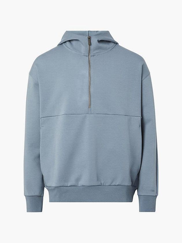 Blue Calvin Klein Relaxed Zip Neck Men Hoodie | BOGK-57021