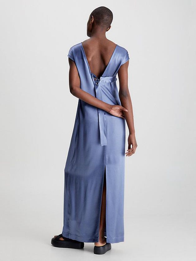 Blue Calvin Klein Satin Maxi Women Dress | INWZ-19036