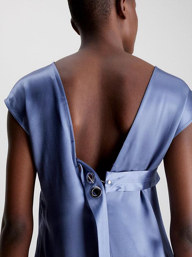 Blue Calvin Klein Satin Maxi Women Dress | INWZ-19036
