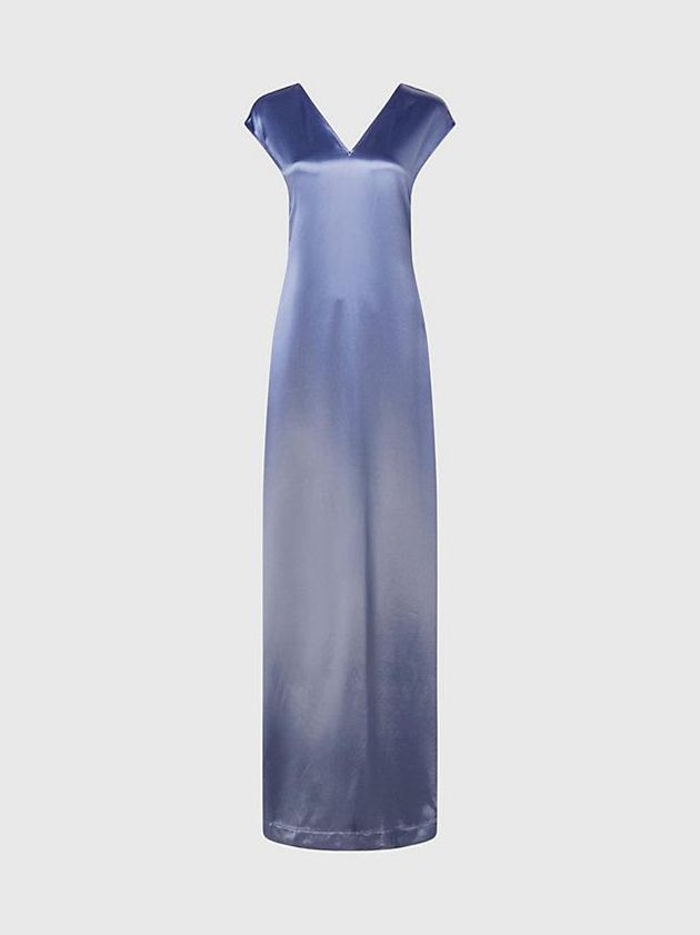 Blue Calvin Klein Satin Maxi Women Dress | INWZ-19036