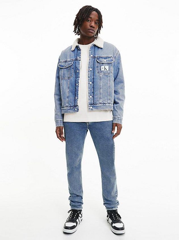 Blue Calvin Klein Sherpa Denim Men Jacket | DHYG-76453