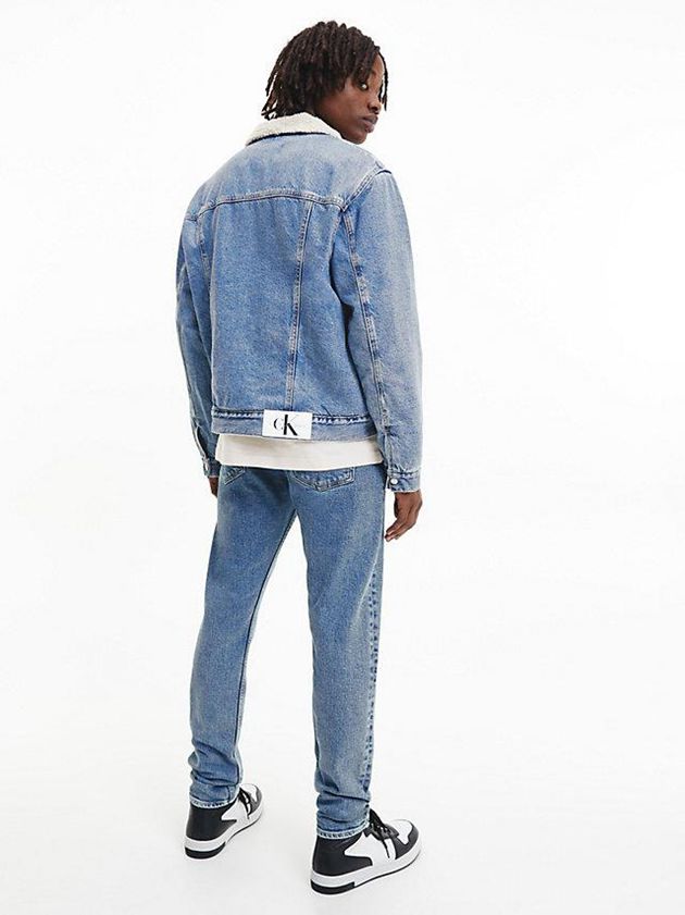 Blue Calvin Klein Sherpa Denim Men Jacket | DHYG-76453