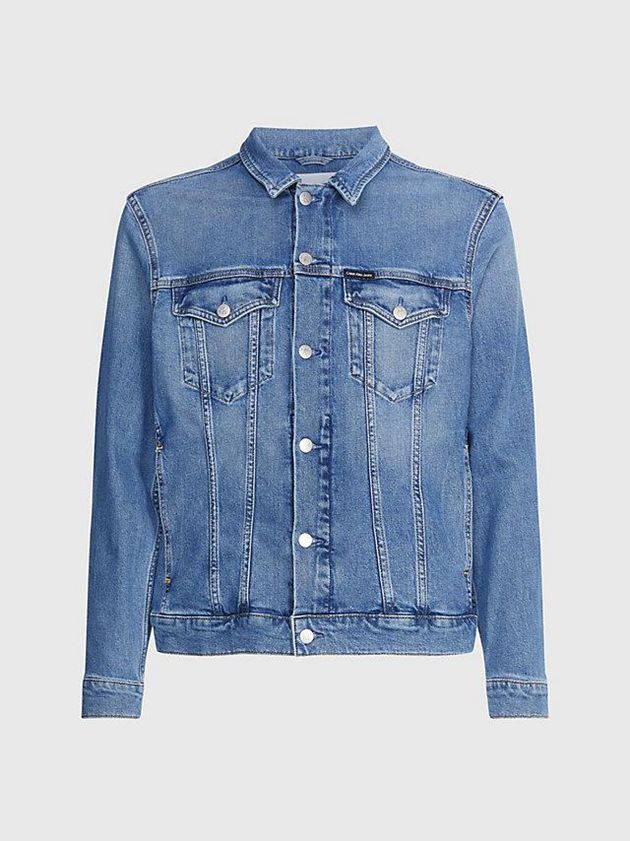 Blue Calvin Klein Slim Denim Men Jacket | NFDV-12039