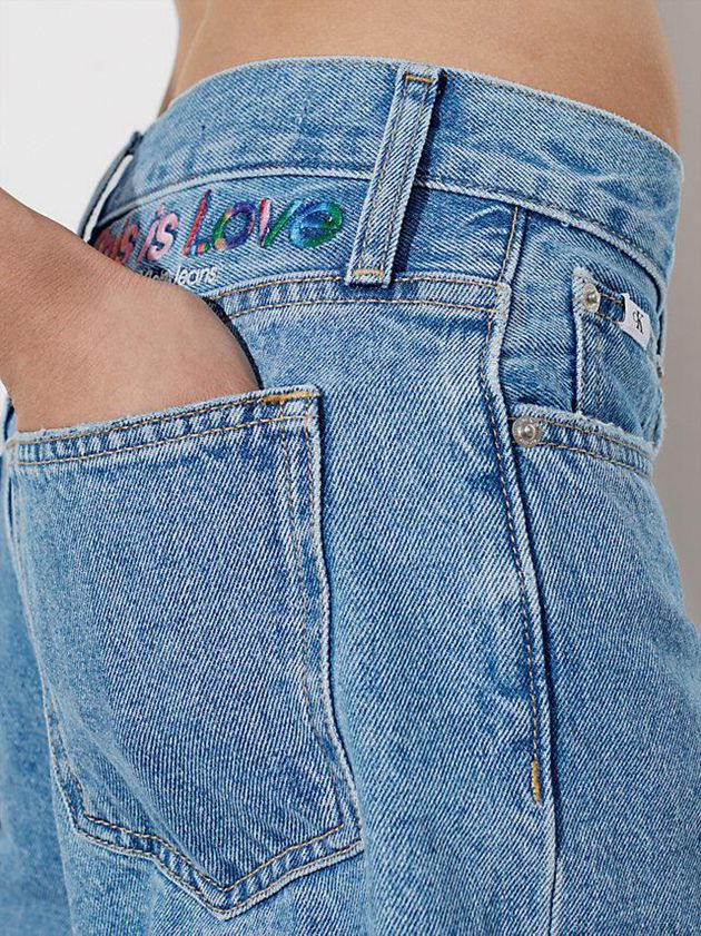 Blue Calvin Klein Slim Denim - Pride Women Shorts | IOYN-83465