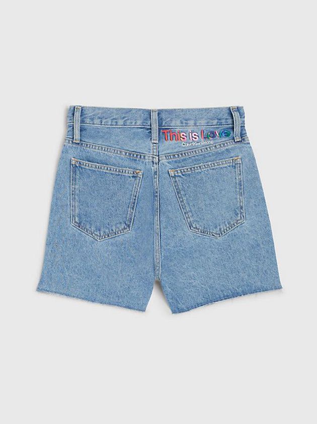Blue Calvin Klein Slim Denim - Pride Women Shorts | IOYN-83465