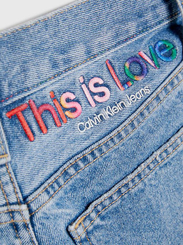 Blue Calvin Klein Slim Denim - Pride Women Shorts | IOYN-83465