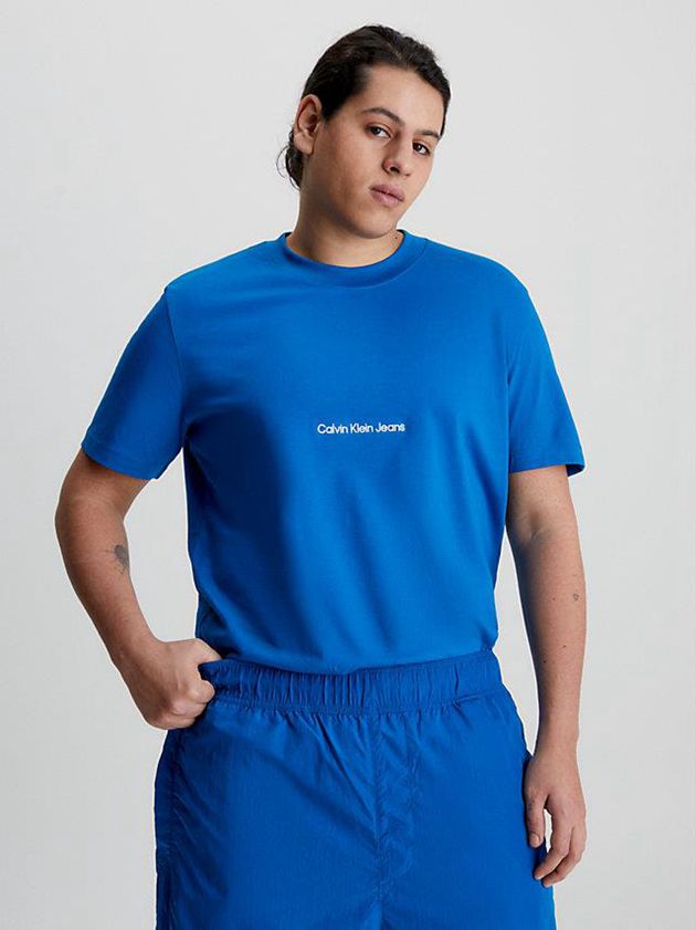 Blue Calvin Klein Slim Logo Men T-Shirt | TGVS-78245