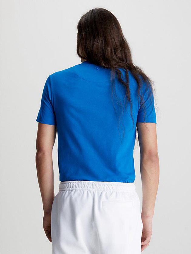 Blue Calvin Klein Slim Logo Men T-Shirt | TGVS-78245