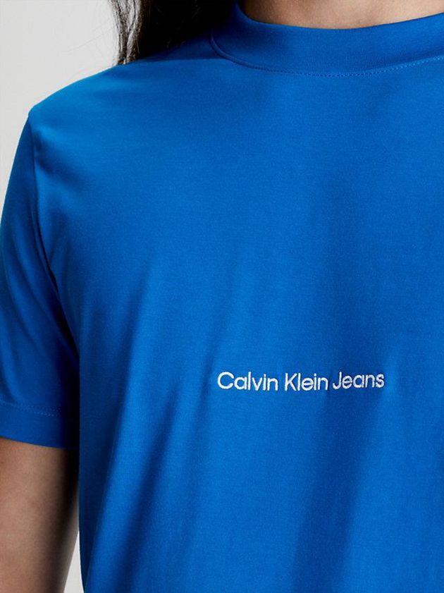 Blue Calvin Klein Slim Logo Men T-Shirt | TGVS-78245