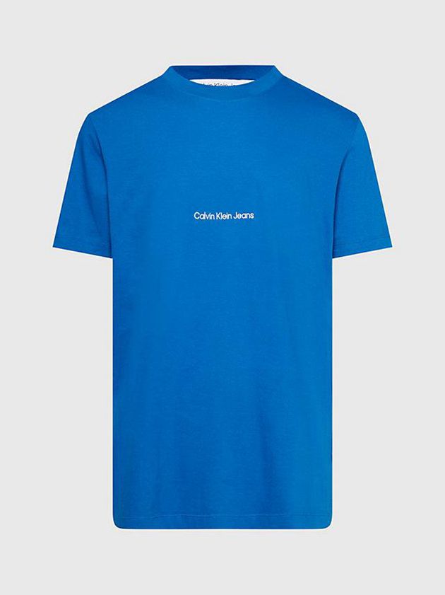 Blue Calvin Klein Slim Logo Men T-Shirt | TGVS-78245