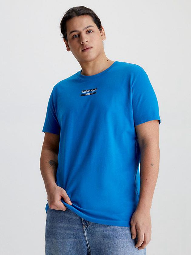 Blue Calvin Klein Slim Logo Men T-Shirt | ZEJC-47108