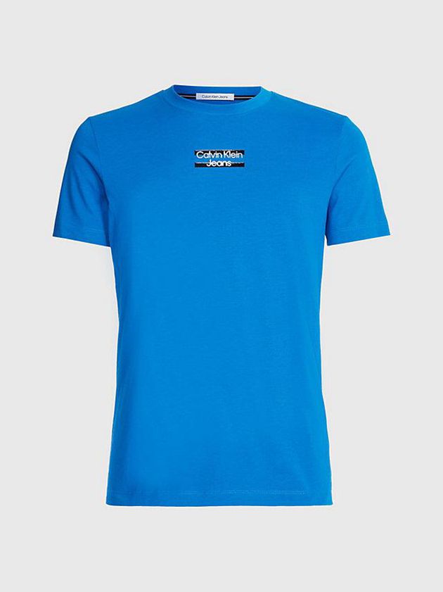 Blue Calvin Klein Slim Logo Men T-Shirt | ZEJC-47108