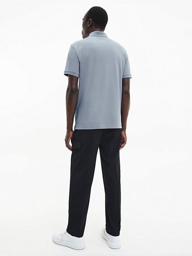 Blue Calvin Klein Slim Men Polo Shirt | HTXL-36150