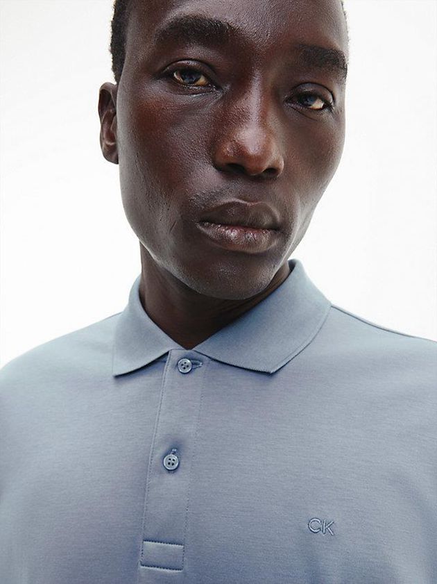 Blue Calvin Klein Slim Men Polo Shirt | HTXL-36150