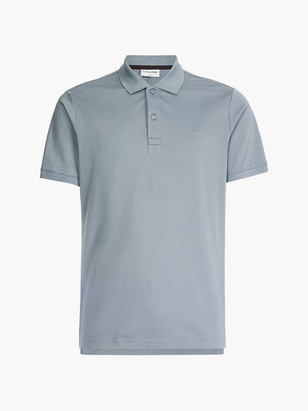 Blue Calvin Klein Slim Men Polo Shirt | HTXL-36150
