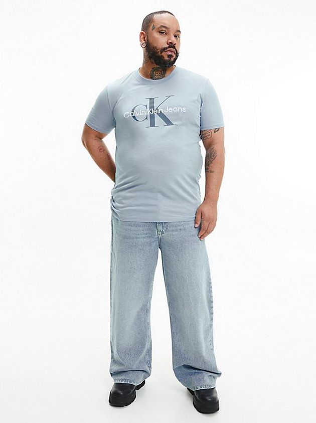 Blue Calvin Klein Slim Monogram Men T-Shirt | RCEX-76395