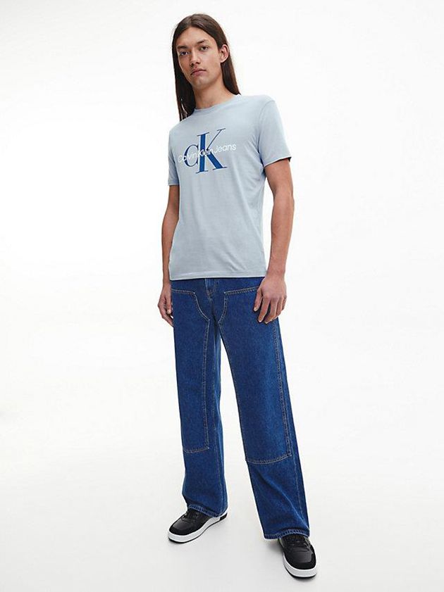 Blue Calvin Klein Slim Monogram Men T-Shirt | RCEX-76395