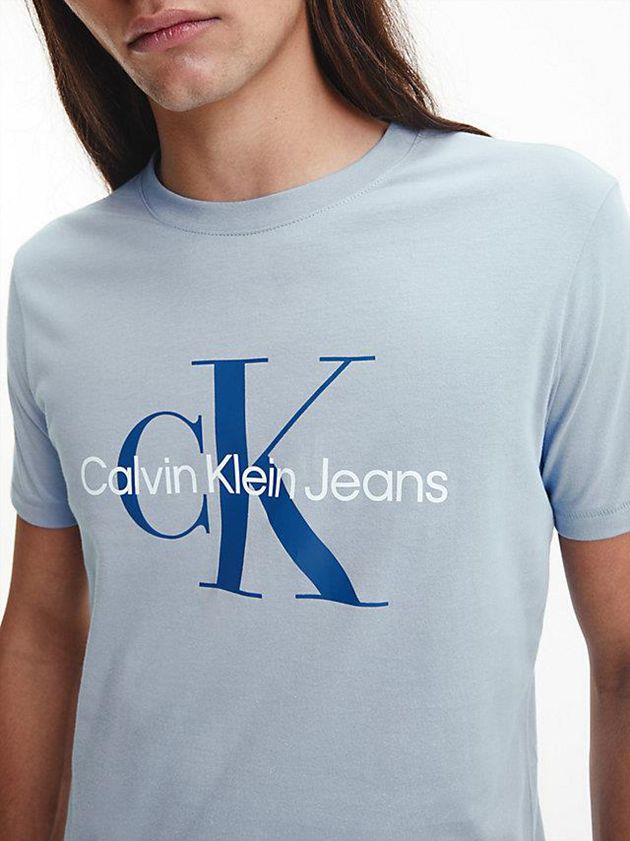 Blue Calvin Klein Slim Monogram Men T-Shirt | RCEX-76395