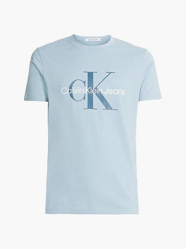 Blue Calvin Klein Slim Monogram Men T-Shirt | RCEX-76395