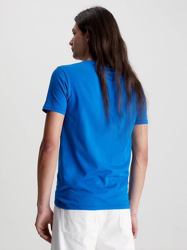 Blue Calvin Klein Slim Monogram Men T-Shirt | HSYO-37058
