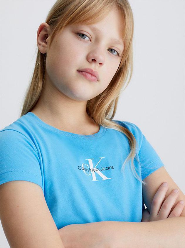 Blue Calvin Klein Slim Organic Cotton Girls's T-Shirt | RQEC-40285