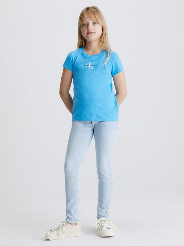 Blue Calvin Klein Slim Organic Cotton Girls's T-Shirt | RQEC-40285