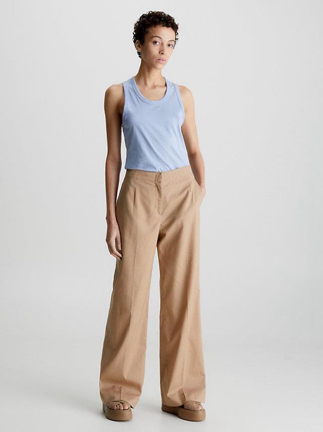 Blue Calvin Klein Slim Racerback Tank Women Top | EDHK-15246