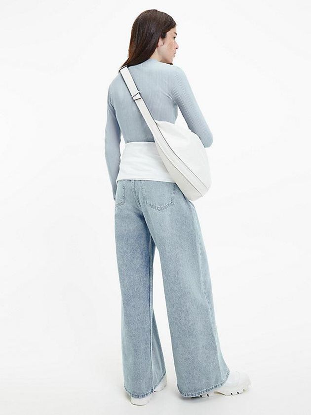 Blue Calvin Klein Slim Ribbed Long Sleeve Women Top | PHBI-58321
