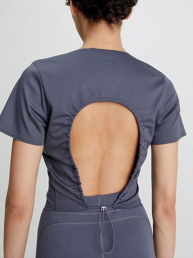 Blue Calvin Klein Slim Scuba Open Back Women Top | GMAE-31064