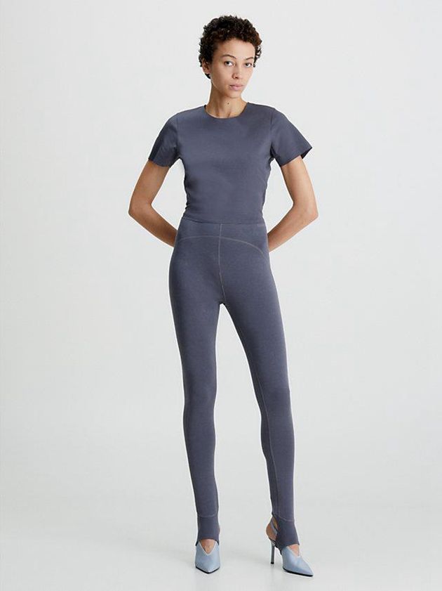 Blue Calvin Klein Slim Scuba Open Back Women Top | GMAE-31064
