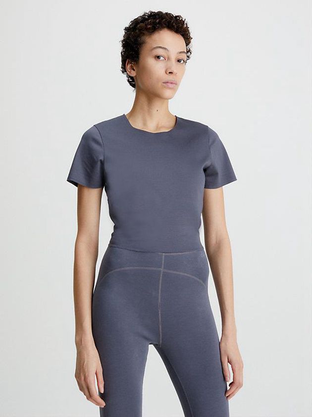 Blue Calvin Klein Slim Scuba Open Back Women Top | GMAE-31064