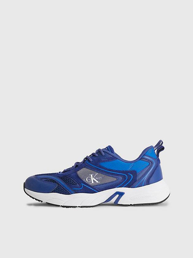 Blue Calvin Klein Suede And Mesh Men Sneakers | LDIC-06538