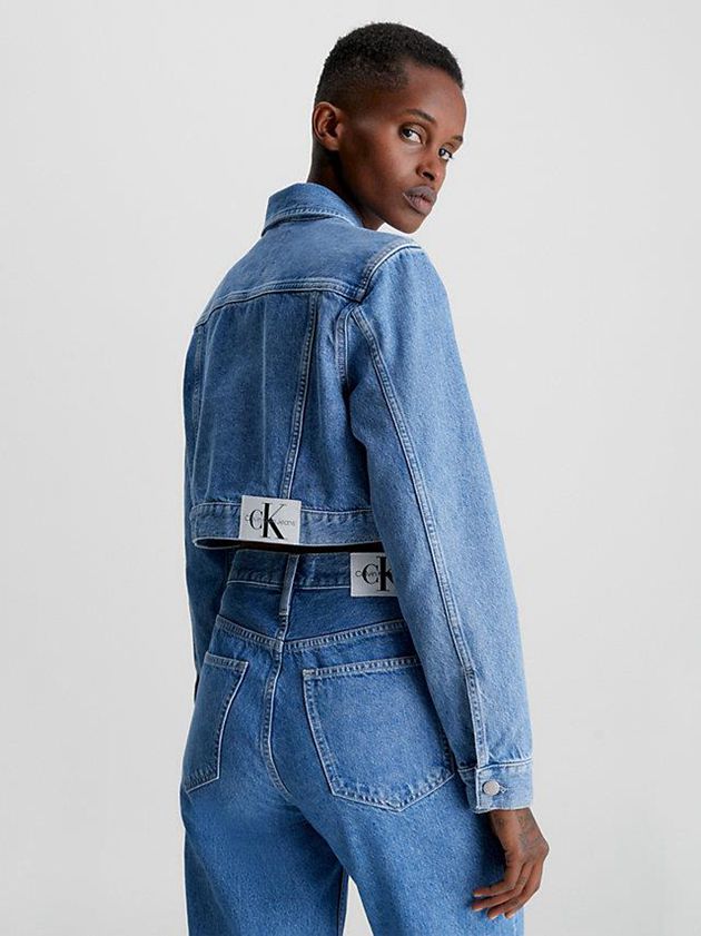 Blue Calvin Klein Super Cropped Denim Women Jacket | XVJK-07869