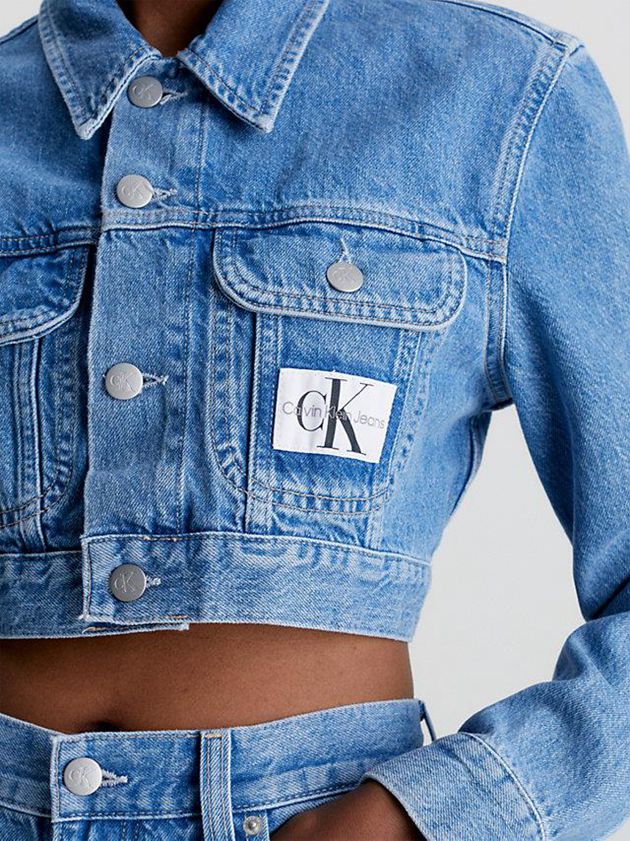 Blue Calvin Klein Super Cropped Denim Women Jacket | XVJK-07869