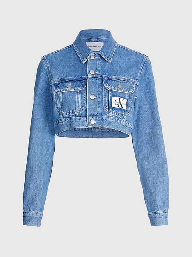Blue Calvin Klein Super Cropped Denim Women Jacket | XVJK-07869