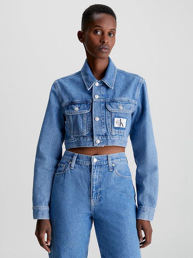 Blue Calvin Klein Super Cropped Denim Women Jacket | XVJK-07869