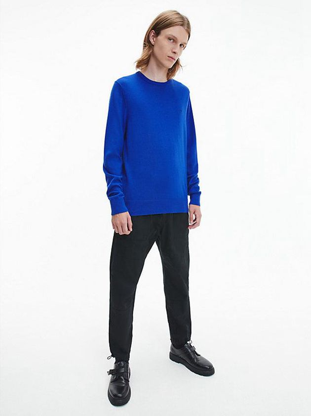 Blue Calvin Klein Superior Wool Jumper Men Sweater | YBMG-35861