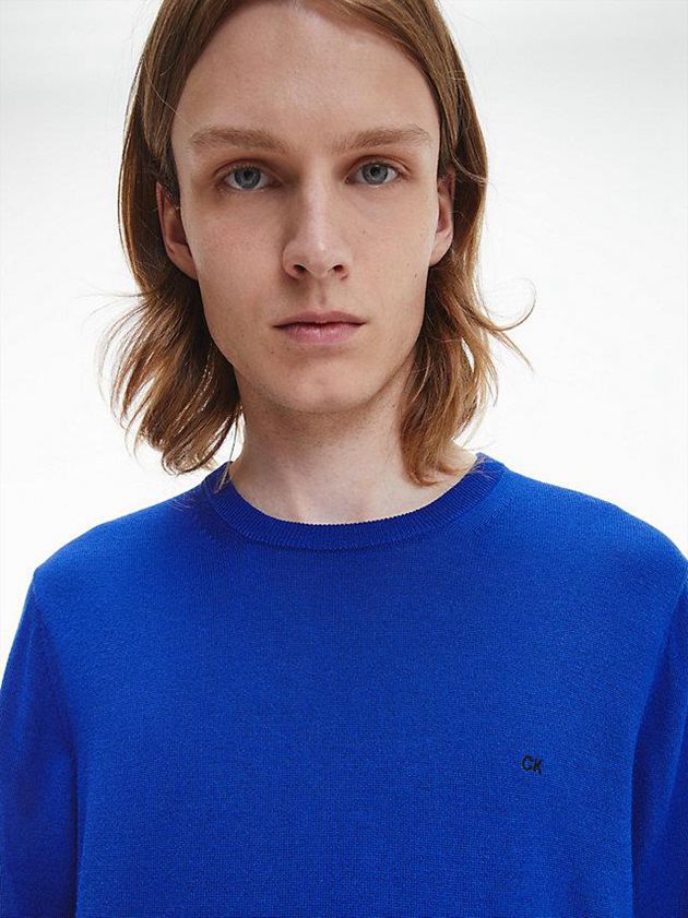 Blue Calvin Klein Superior Wool Jumper Men Sweater | YBMG-35861